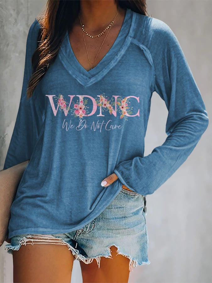 V-neck Retro Funny WDNC Menopause Perimenopause Print T-Shirt