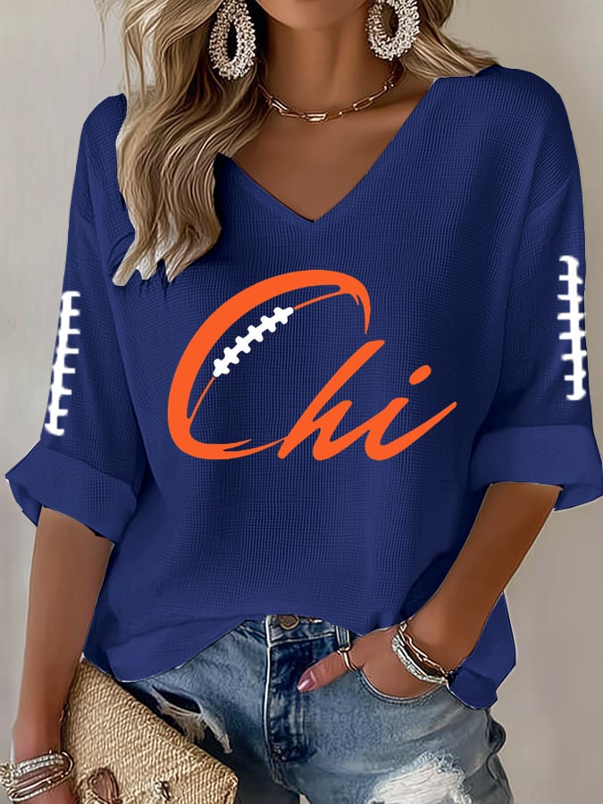 Women's Football print waffle T-shirt