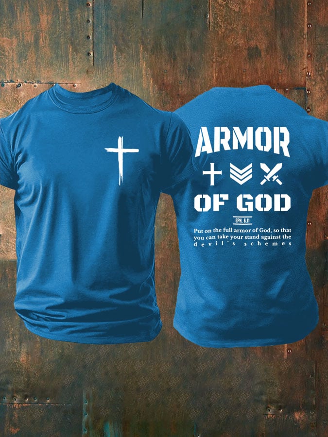 🔥Buy 3 Get 15% Off🔥Men's Christian Armor of God Front and back Design Casual T-Shirt