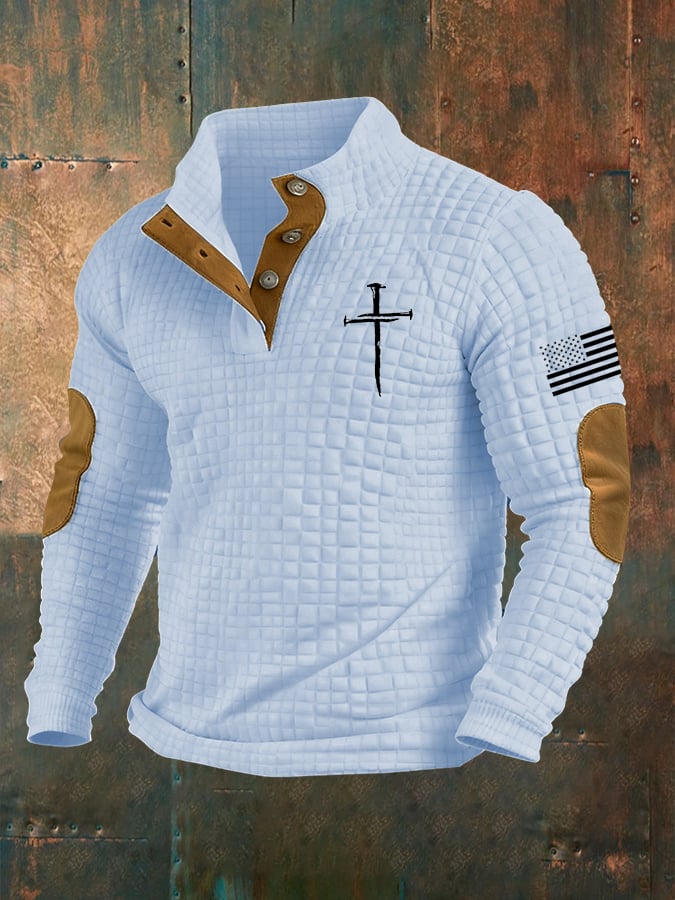 Men's Casual Faith Checkered Jacquard Sweatshirt