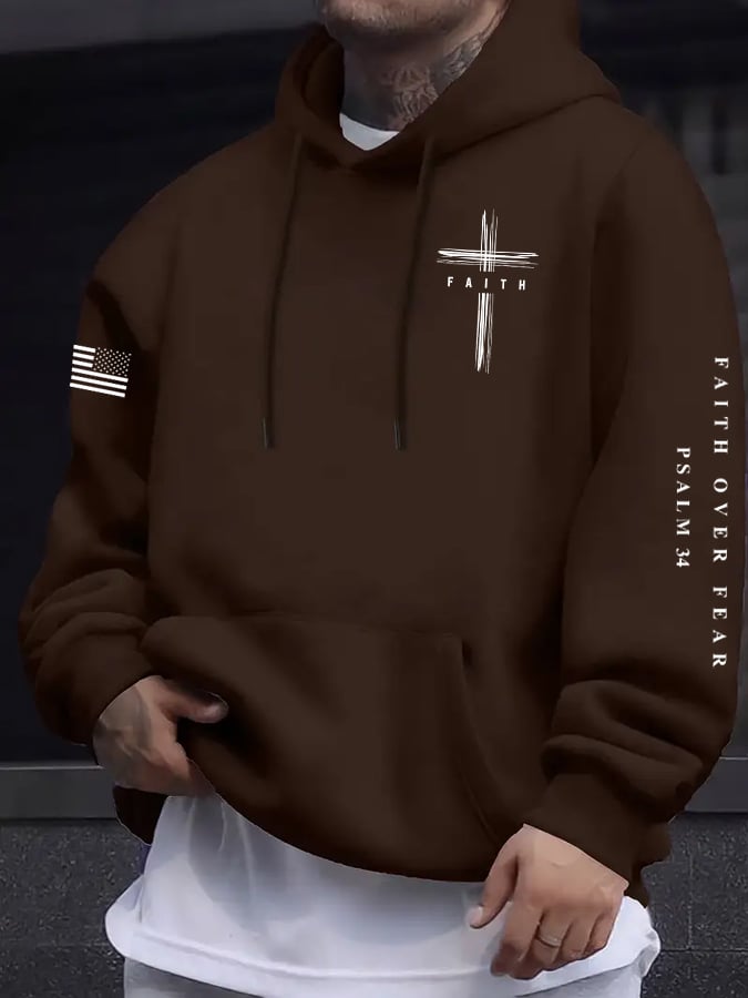 🔥Buy 3 Get 15% Off🔥Men's Faith Over Fear Print Hoodie