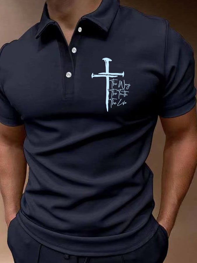 🔥Buy 3 Get 15% Off🔥Men's Jesus The Way The Truth The Life Print Polo Shirt