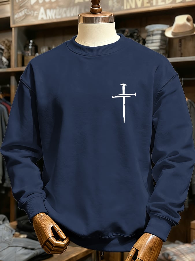 🔥Buy 3 Get 15% Off🔥Men's Vintage Faith Cross Print Casual Sweatshirt