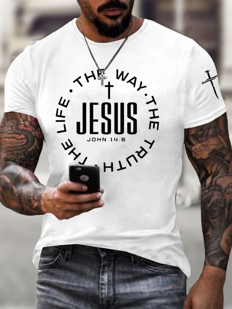 🔥Buy 3 Get 15% Off🔥Men's Jesus The Way The Truth The Life Printed Casual T-Shirt